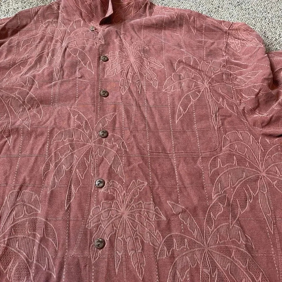 Jamaica Jaxx Shirt Mens L Orange Silk Hawaiian Camp Button Up Collared Pocket - Picture 7 of 8
